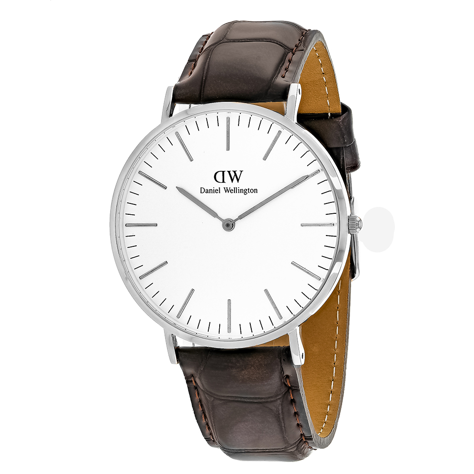 daniel wellington 经典绅士系列 约克 真皮表带防水石英男表 0211dw