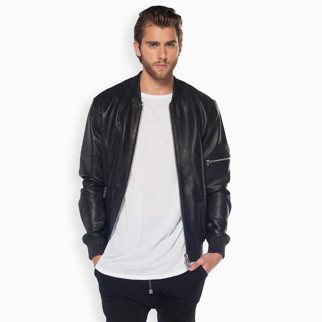 【男款】hip and bone 孔洞飞行员皮夹克 黑色 fpb-900b