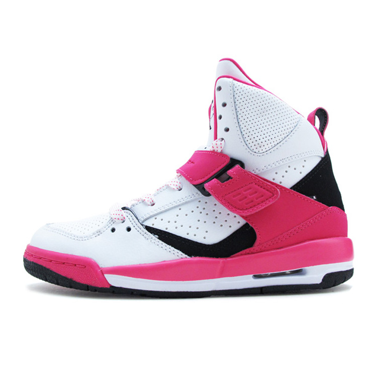 air jordan flight 45 high gs黑白粉篮球鞋女837024-158