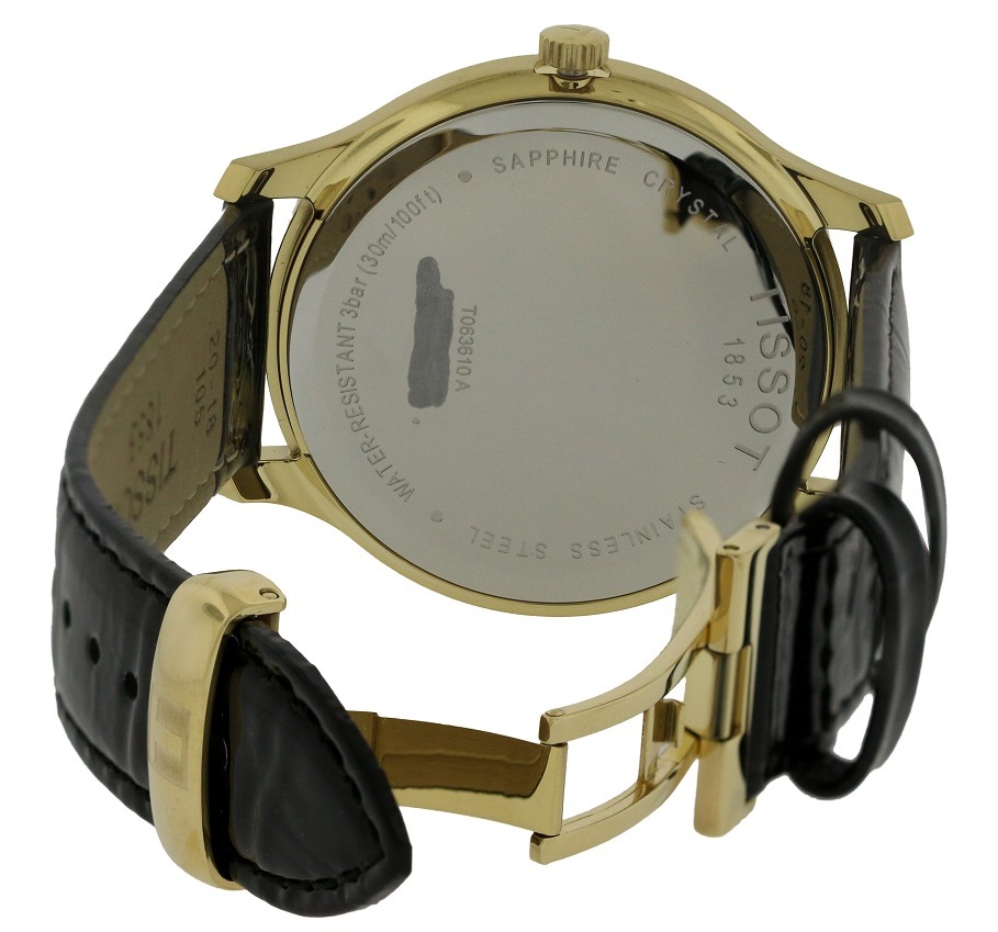 tissot 天梭俊雅系列 黑色表盘真皮表带女士防水石英表 t